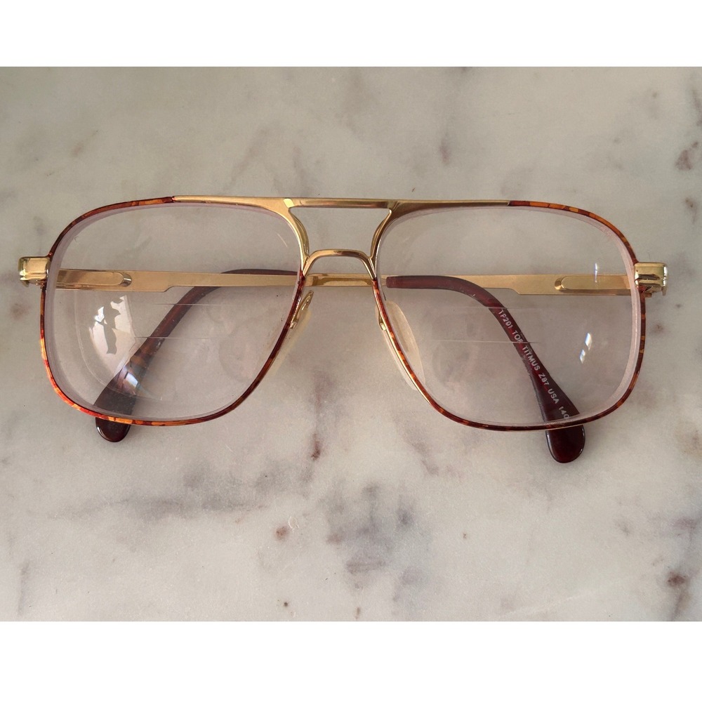 Titmus TF201 TOR Vintage Aviator Safety Glasses Gold Tortoise USA Z87 140